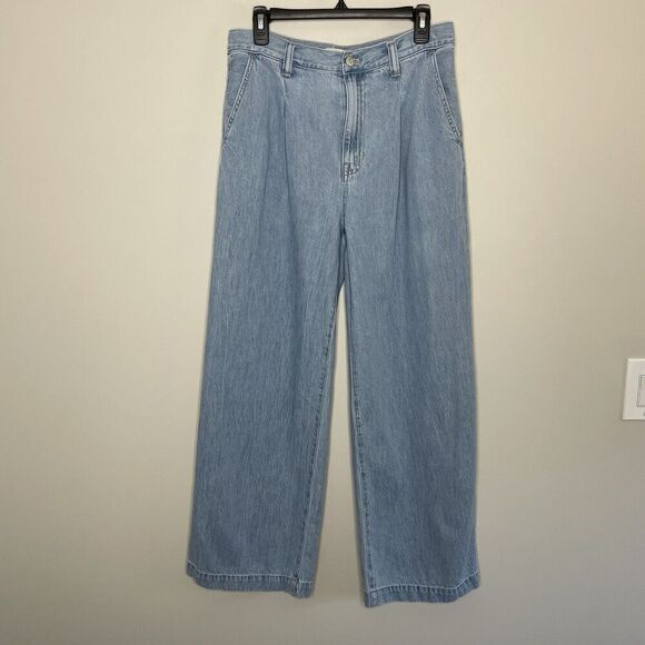 MADEWELL Harlow Wide Leg Jeans Women 28 Airy Denim Pleated Relaxed NO671 - Picture 3 of 13